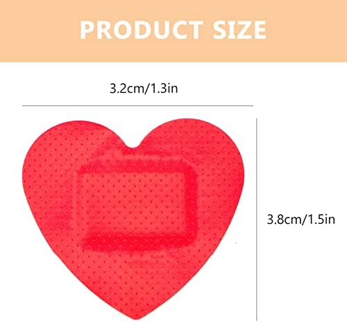 VOSAREA 50pcs Adhesive Bandages Heart- Shaped Breathable Patches Bandages (Red)