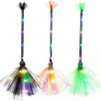 Lighted Witch Broom with LED Lights Halloween Witches Broomsticks Props Costume Accessories for Decoration