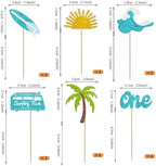 Rsstarxi 24 Pack Surfing Theme First Birthday Cupcake Toppers The Big One Party Decorations Surfboard Sport Cupcake Picks for Summer Beach Baby Shower 1st Birthday Party Decorations