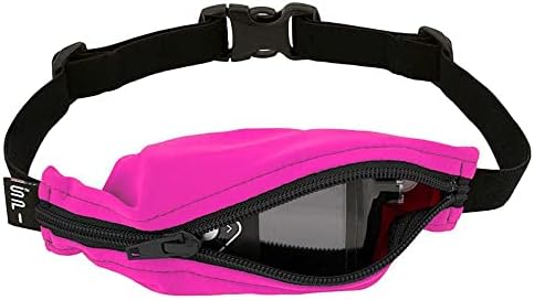 SPIbelt Kids Pocket Belt, Expandable Pocket, Adjustable Waist, No Bounce, No Logo Band, Fuchsia with Black Zipper