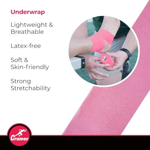 Cramer Tape Underwrap, Bulk Case of 48 Rolls of PreWrap for Athletic Taping, Hair Tie, Headband, Patellar Support, Pre-Wrap Athletic Tape Supplies, 2.75" X 30 Yard Rolls of Pre Wrap, Brite Pink