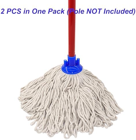 Cotton String Screw on Mop Replacement Head Compatible with All Standard US Threading Pole (Acme 3/4 inch Thread) - 2 PCS