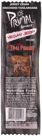 Primal Spirit, Vegan Meat Alternative Jerky, Thai Peanut Flavor, 1 oz