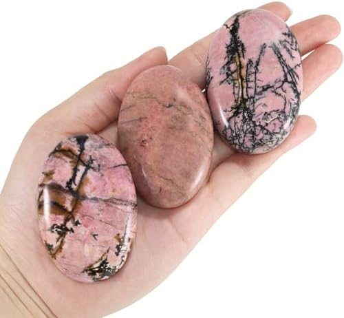 Rhodonite Crystal Palm Stone, Worry Stones, Crystals and Healing Stones, Polished Rocks, Natural Gemstones, Chakra Stones for Healing Crystals Daily Use