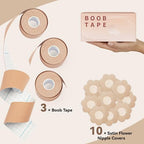 3 Pcs Boob Tape for Breast Lift - BoobTape with 10 Pcs Pastie,Body Tape for Women Invisible Breast Bra Tape