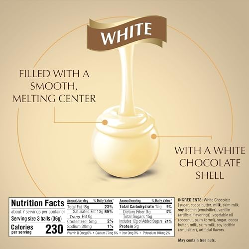 Lindt LINDOR White Chocolate Candy Truffles, Chocolates with Smooth, Melting Truffle Center, 8.5 oz. Bag
