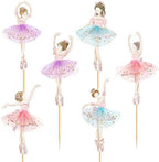 24PCS Ballerina Cupcake Topper Kit, Ballet Tutu Dancer with Slipper Picks for Little Girls Birthday, Baby Shower, Wedding Party Decorations（Colour）