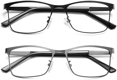 Reading Glasses Men Photochromic Blue Light Blocking Readers Wide Frame Style Metal Frame Tinted Eyeglasses PT2407