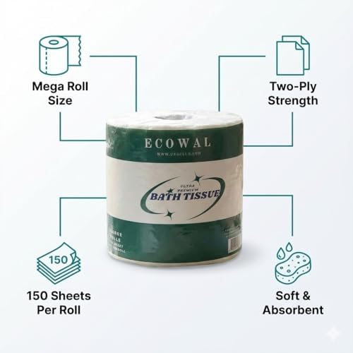 Ecowal 12 Rolls Ultra Soft & Thick 2-Ply Toilet Paper Premium Bulk Bath Tissue, Septic Safe, Lint-Free, Super Absorbent & Gentle