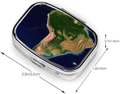South America Satellite Image Print Pill Box Square Metal Pill Case with 2 Compartment Portable Travel Pillbox Cute Mini Medicine Organizer for Pocket Purse