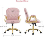 BarberPub Ergonomic Nail Tech Chair with Lumbar Support, Adjustable Manicure Chair with Armrests, Comfy Home Office Chairs with 360-Degree Swivel Wheels for Beauty Salon 3567 (Pink)