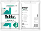 Schick Xtreme 2 Blade Sensitive Skin Disposable Razor For Men, Pack of 12