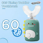 Kids U Shaped Electric Toothbrush for Age 2-12, Rechargeable Toddler Toothbrush with 60S Smart Timer, Dinosaur Design, IPX7 Waterproof & 360°Cleaning,Develop Kids' Brushing Habits