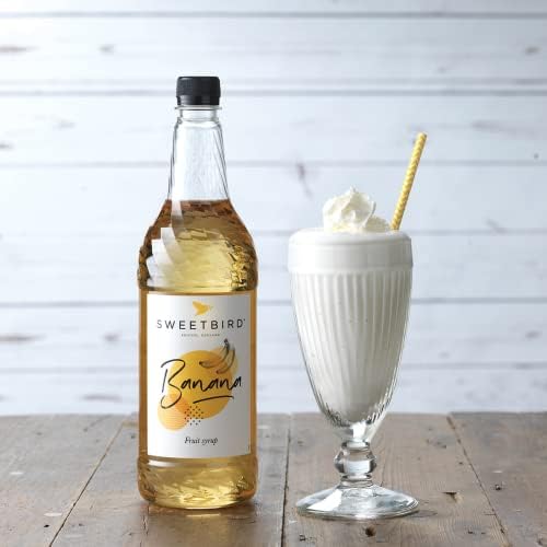 Sweetbird Banana Flavored Syrup – 1 Liter (Vegan, GMO Free, All Natural)