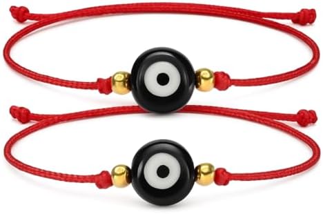 Evil Eye Red String Bracelet, Kabbalah Protection, Adjustable, Unisex Adult