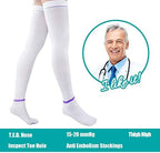 T.E.D. Anti Embolism Stockings Thigh High Knee High for Women Men, 15-20 mmHg Compression TED Hose with Inspect Toe Hole