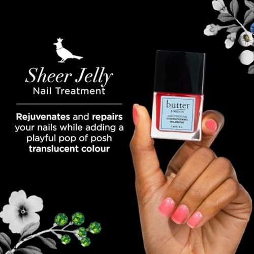 butter LONDON Nail Strengthener for Damaged Nails, Jelly Preserve - Pink Translucent Finish Nail Polish Strengthens, Nourishes & Rejuvenates Nail Beds & Roots - Nail Care Products