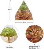 Peridot Crystal Stones Tree of Life Orgone Pyramid Positive Energy Protection Generator for Healing Chakra Resin Vastu Home Decor, Red Jasper
