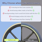 Wheelchair Wheel Covers 2 Pack - Dust proof Floor Protectors, Non-Slip & Silent Rolling Covers for Indoor Use - Fits Most Wheelchair Tires (6 inches)