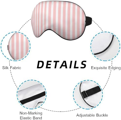 Striped Eye Mask Sleeping Mask Pink and White Stripes Sleep Masks Silky Soft Eye Cover for Women Men Shading Blindfold for Air Travel Sleeping