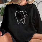 Custom Dental Dentist Sweatshirt Assistant Embroidered Gift Hygienist Long Shirt Sleeve Crew Design Hoodie Pullover Top Women
