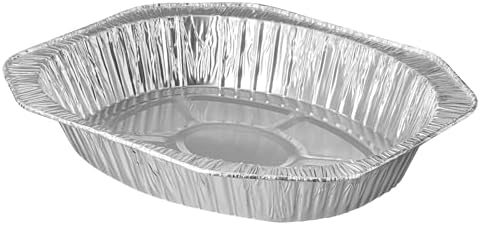 Foil Lux 17.6 x 14 x 3.1 Inch Oval Roasting Pans, 50 Oven-Ready Foil Pans - Freezable, Heavy-Duty, Aluminum Foil Disposable Baking Pans, For Cooking Turkey, Chicken, And More - Restaurantware
