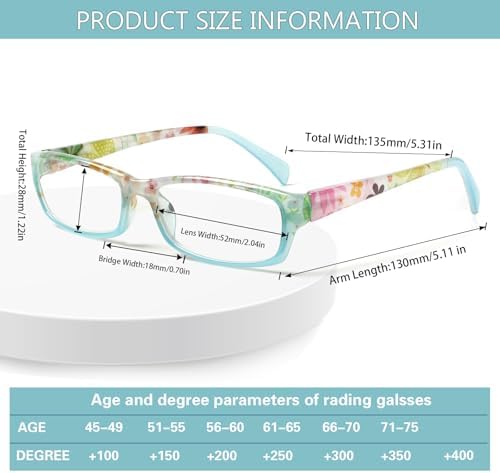 Kerecsen Reading Glasses 5 Pairs Fashion Ladies Readers Spring Hinge with Pattern Print Eyeglasses for Women (Mix Color -8, 1.50)