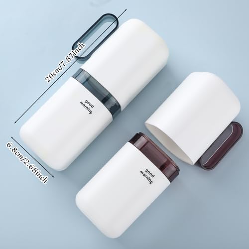 Ziliny 4 Pcs Travel Toothbrush Holder with Cups Toothbrush and Toothpaste Case Multifunctional Travel Tooth Brush Holder Containers Portable Cup with Handle for Camping Business