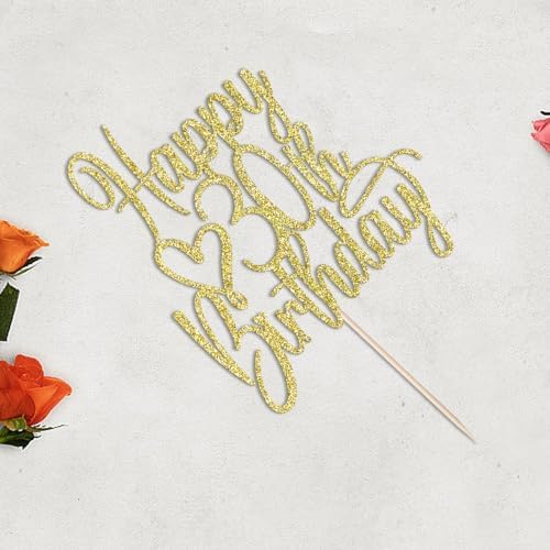 Gold Glitter Happy 30th Birthday Cake Topper - Cheers to 30 Years Cake Topper, 30 & Fabulous Cake Decoration for Hello 30th Birthday Anniversary Party Cake Decorations Supplies