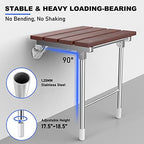 Folding Shower Seat Wall Mount, Foldable Wall Wood Shower Chair Bench for Seniors, Bathroom Safety Shower Stool for Small Shower