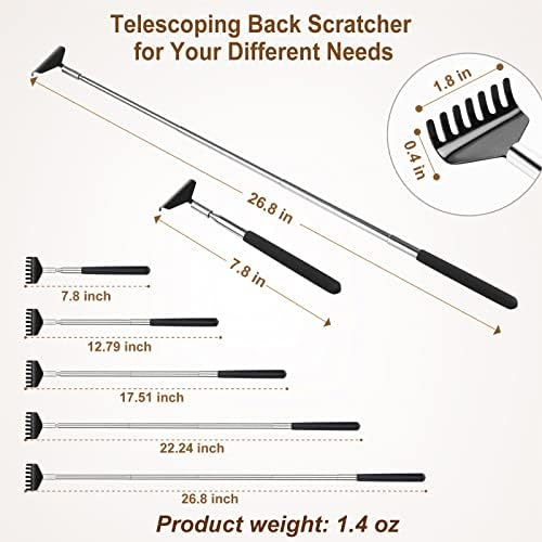 Back Scratcher with Gift Bag - Portable Metal Stainless Steel Telescoping Massage Tool - Gift/Stocking Stuffers for Men Women