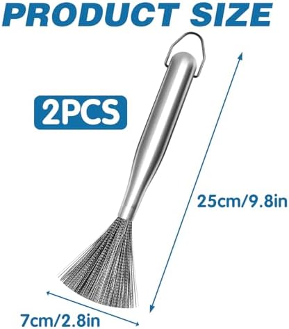 2Pcs 304 Stainless Steel Pot Brushes, Stainless Steel Scrubber Tools Metal Cleaning Products Easy to Clean Suitable for Removing Kitchen Stains Gifts for Mom