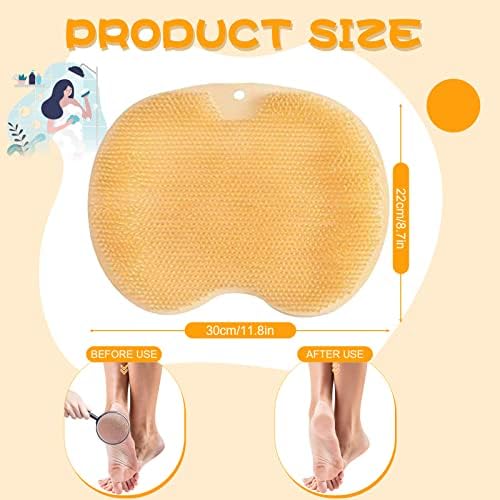 2pc Shower Foot & Back Scrubber, Wall Mounted Massage Pad, Silicone Bath Massage Cushion Brush with Suction Cups for Body Scrubber Improve Foot Circulation & Soothes Tired Feet Yellow&Blue