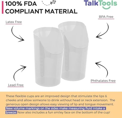 TalkTools CutOut Nosey Cups for Adults - Drinking Glass for Stable & Fixed Position, Special Drinking Cups 8 OZ, Therapy Training Cups - Clear (2 Pack)