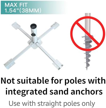 AMMSUN Foldable Portable Beach Umbrella Stand-Portable Patio Umbrella Base Holder,Outdoor Sunshade Anchor,with Weight Bag,Rust Free Tempered Iron Umbrella Stand for Courtyard,Garden,Beach,Grass