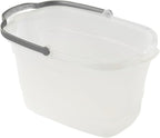 Casabella Cleaning Bucket Rectangular for Mopping or Storage with Handle and Built-In Pour Spouts, 4-Gallon, Clear