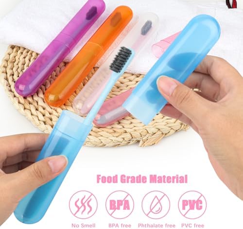 6 Pack Travel Toothbrush Case, Breathable Portable Toothbrush Holder, Plastic Toothbrush Cover Container for Couples Valentine Gifts, Traveling, Bathroom, School, Home, Business, Camping