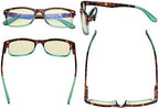 Eyekepper Stylish Blue Light Blocking Glasses with Yellow Filter Lens - Classic Computer Readers Women - Tortoise/Green