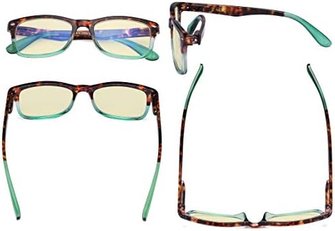 Eyekepper Stylish Blue Light Blocking Glasses with Yellow Filter Lens - Classic Computer Readers Women - Tortoise/Green