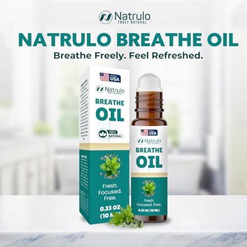 Breathe Essential Oil Roll On – Natural Peppermint Oil & Eucalyptus Oil for Skin – Refreshing Aromatherapy Essential Oil Roller to Support Clear Breathing, Focus & Revitalization – 10 ml, Made in USA
