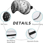Music Notes Sleep Eye Mask Black White Gray Shadow Silk Eye Mask Sleeping Soft Eye Shade Cover for Men Women Boy Girl Airplane Travel with Elastic Strap