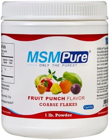 KALA HEALTH MSMPure MSM Fruit Punch Flavored Coarse Flakes 1lb and MSM Gel with Organic Aloe 8oz Bundle