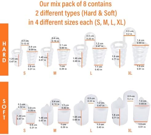 Nose Vent Sinus Relief Dilator (Pack of 8 Various Sizes) - A Simple Solution for Nasal Snorers - Reusable Snoring Device to Enjoy a Peaceful Night's Sleep - by Mobi Lock