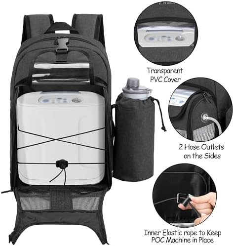 CURMIO Portable Oxygen Concentrator Backpack, POC Carrying Bag Compatible for Inogen, OxyGo and Caire Units, Bag Only
