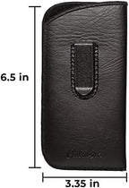 Calabria Slim Faux Leather Eyeglass Case Soft Slip-In Design [Black & Brown - 2 Pack] | Compact Protective Pouch | Soft Case for Glasses | Lightweight Sunglass Storage