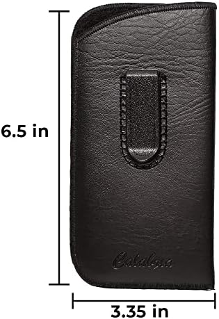 Calabria Slim Faux Leather Eyeglass Case Soft Slip-In Design [Black & Brown - 2 Pack] | Compact Protective Pouch | Soft Case for Glasses | Lightweight Sunglass Storage