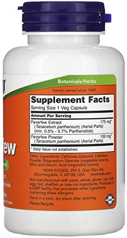 NOW Foods Feverfew Veg Capsules - 100 ct