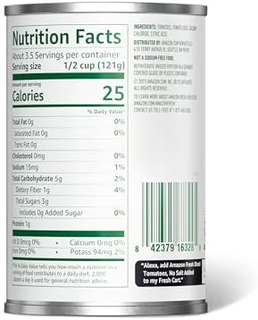 Amazon Grocery, Diced Tomatoes, No Salt Added, 14.5 Oz (Previously Amazon Fresh, Packaging May Vary) (Pack of 6)