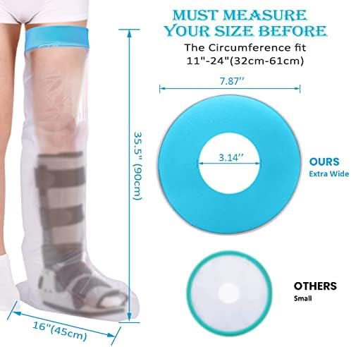 Asunby Waterproof Cast Covers for Shower Leg Adult Full long leg Protection to Wounds, Keeps Cast and Bandage Dry Bath,Watertight Cast Bag Showering for Surgery Foot, Ankle, Knee Burns Reusable