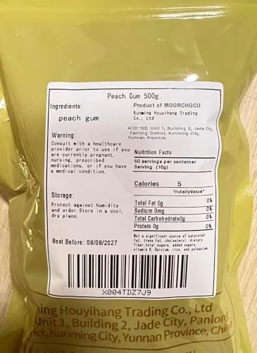 500g / 17.6oz Natural Wild Peach Gum Edible Peach Blossom Tears Tao Jiao food additives free Yunnan Premium Natural Wild, Edible Gum, Health and Beauty Leisure Dessert 滋补抗皱 桃胶